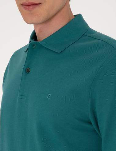Zümrüt Slim Fit Kıvrılmaz Polo Yaka Basic Pike Sweatshirt
