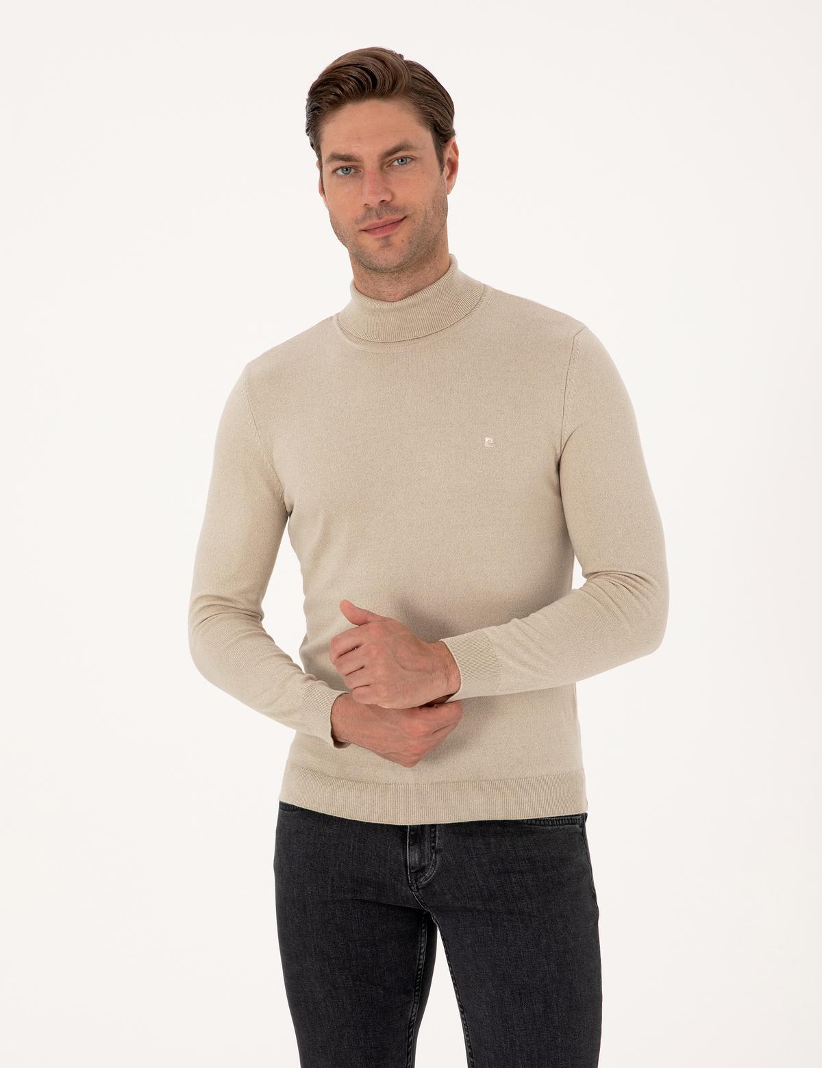 Kum Melanj Slim Fit Balıkçı Yaka Basic Triko Kazak - 50314202011