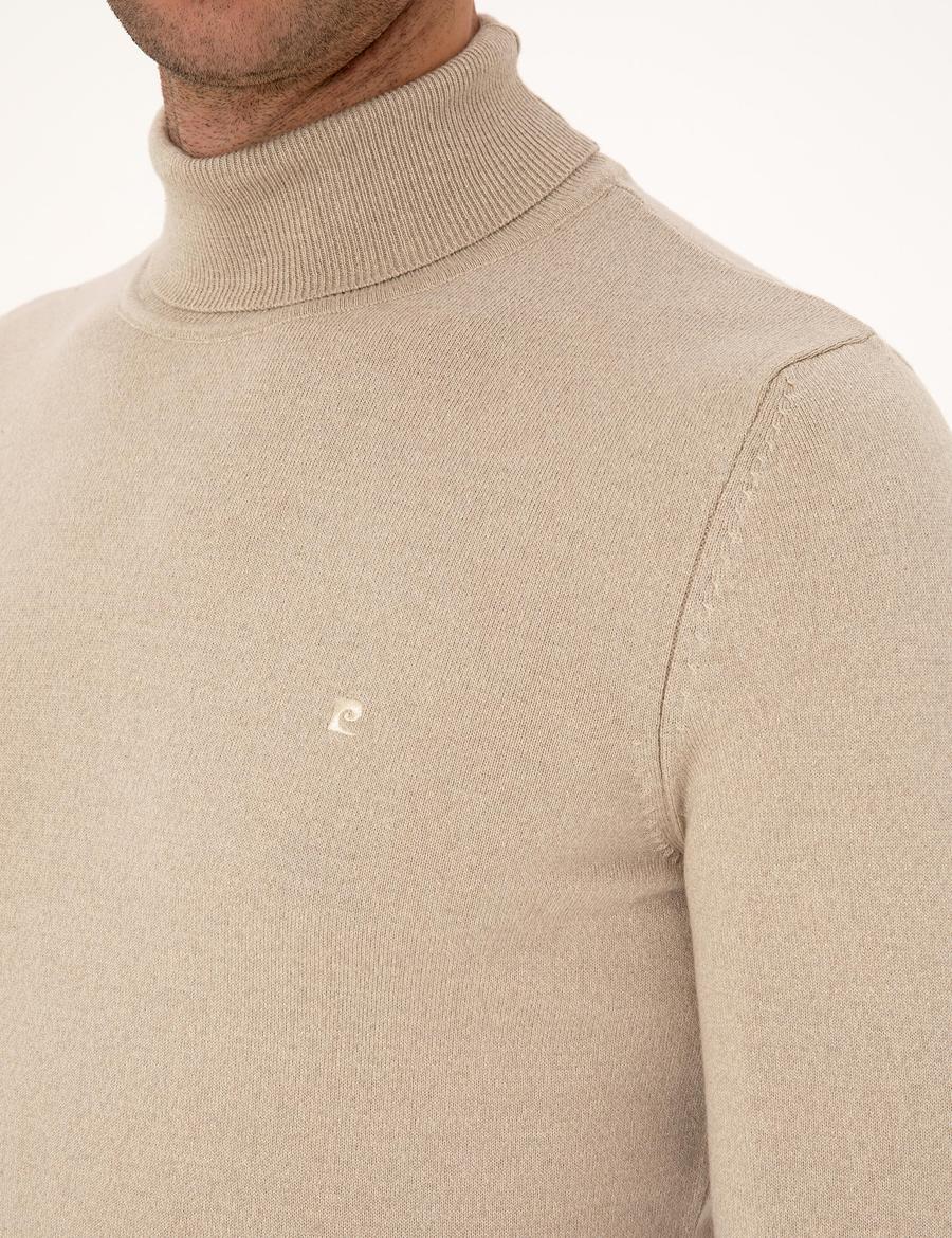 Kum Melanj Slim Fit Balıkçı Yaka Basic Triko Kazak