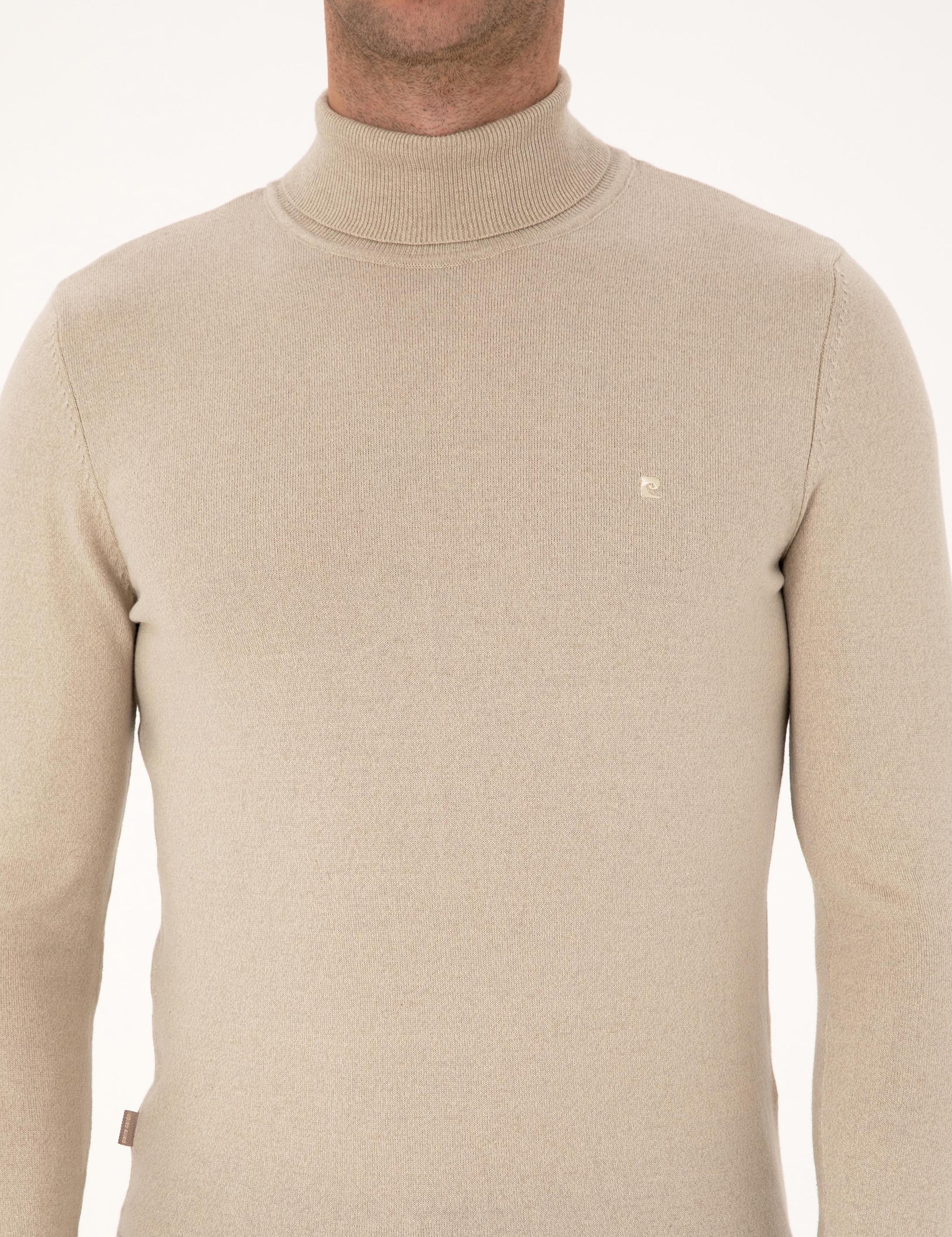 Kum Melanj Slim Fit Balıkçı Yaka Basic Triko Kazak