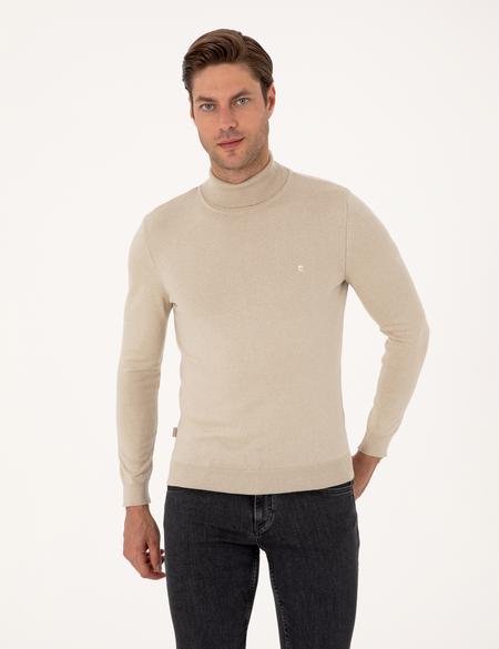 Kum Melanj Slim Fit Balıkçı Yaka Basic Triko Kazak - 50314202011