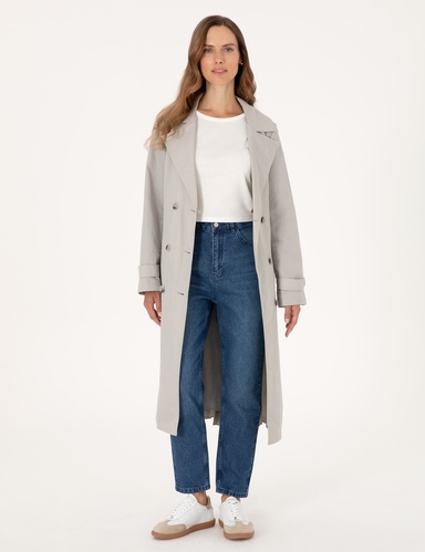 Gri Regular Fit Trençkot