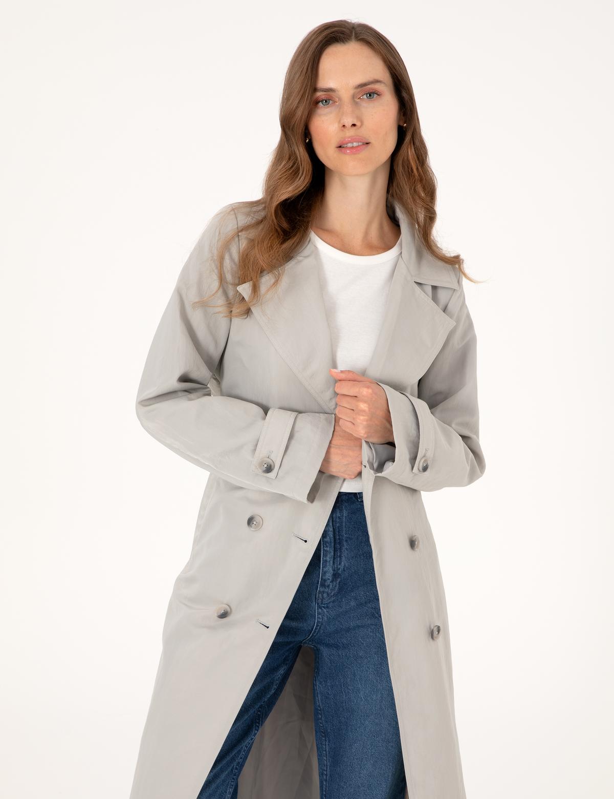 Gri Regular Fit Trençkot - 50300847002