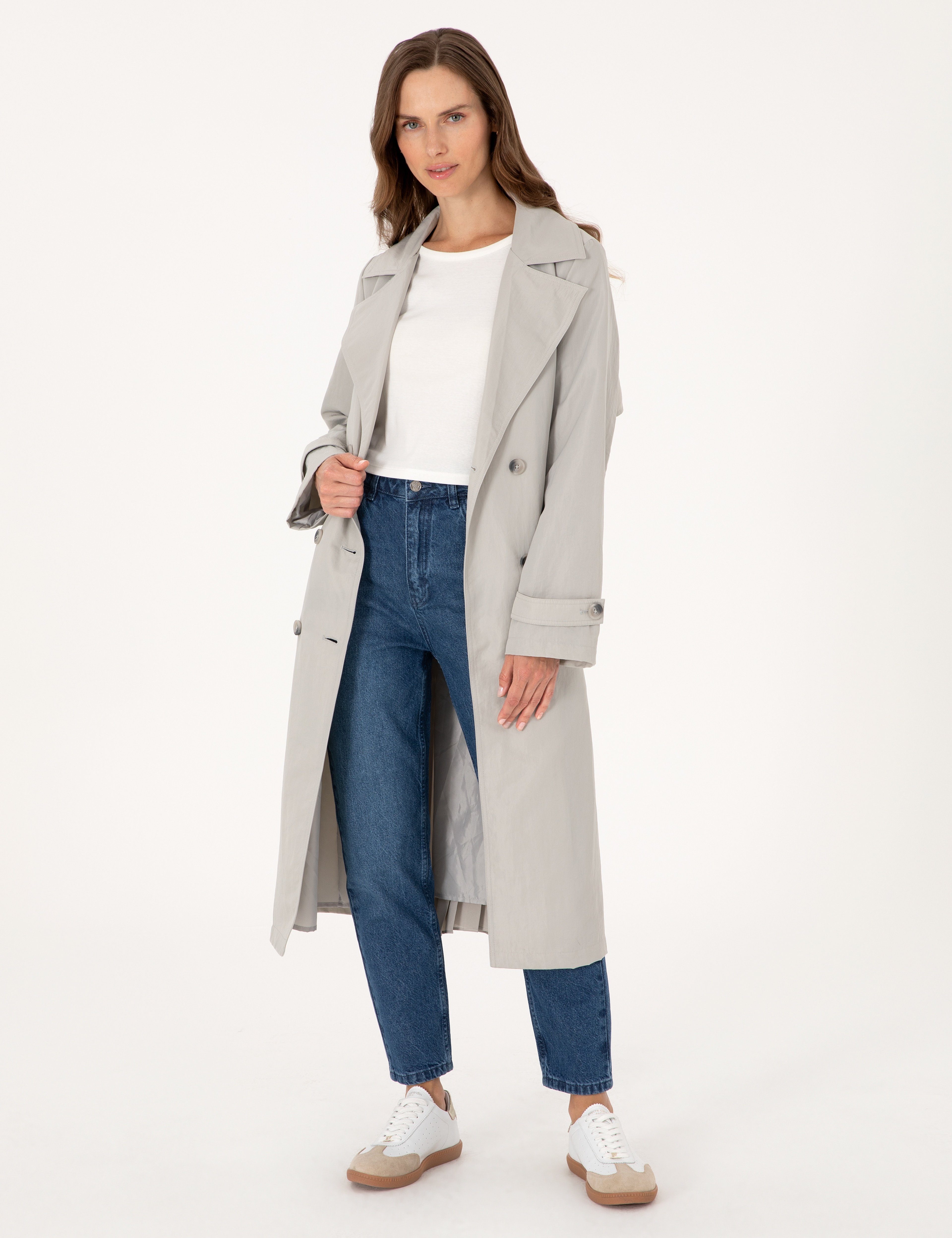 Gri Regular Fit Trençkot