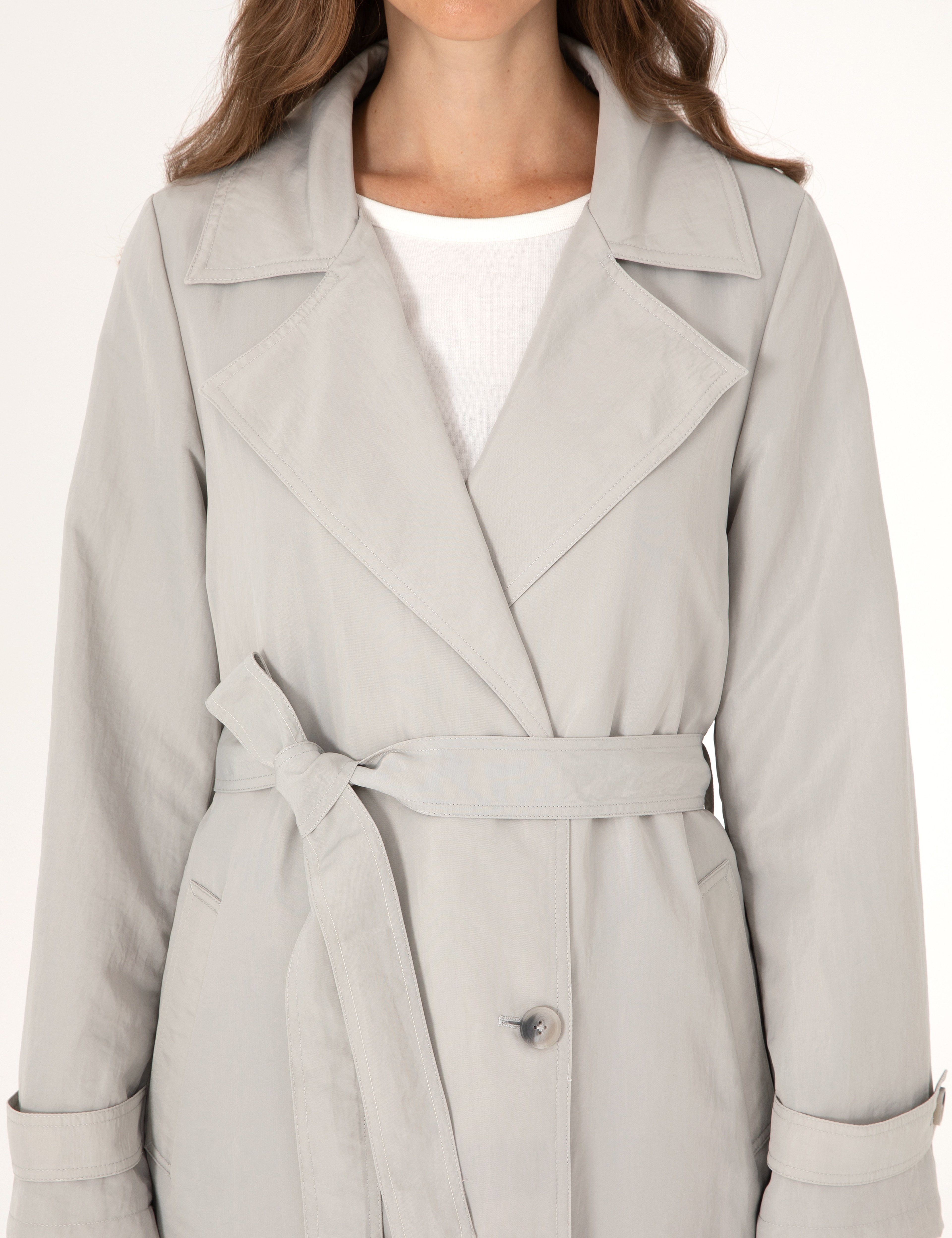 Gri Regular Fit Trençkot - Image 7