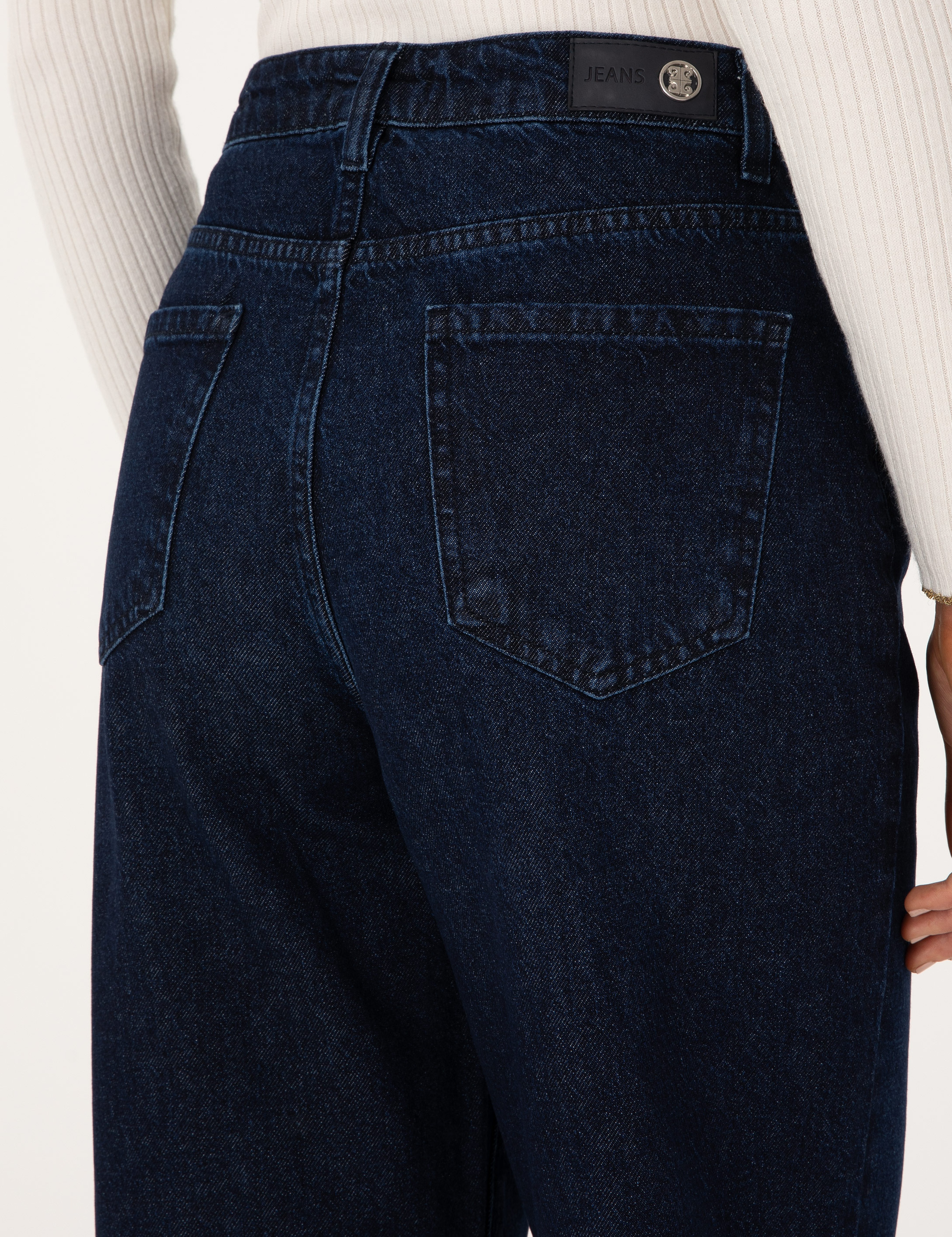 Lacivert Waist Flare Fit Jean Pantolon - Image 6