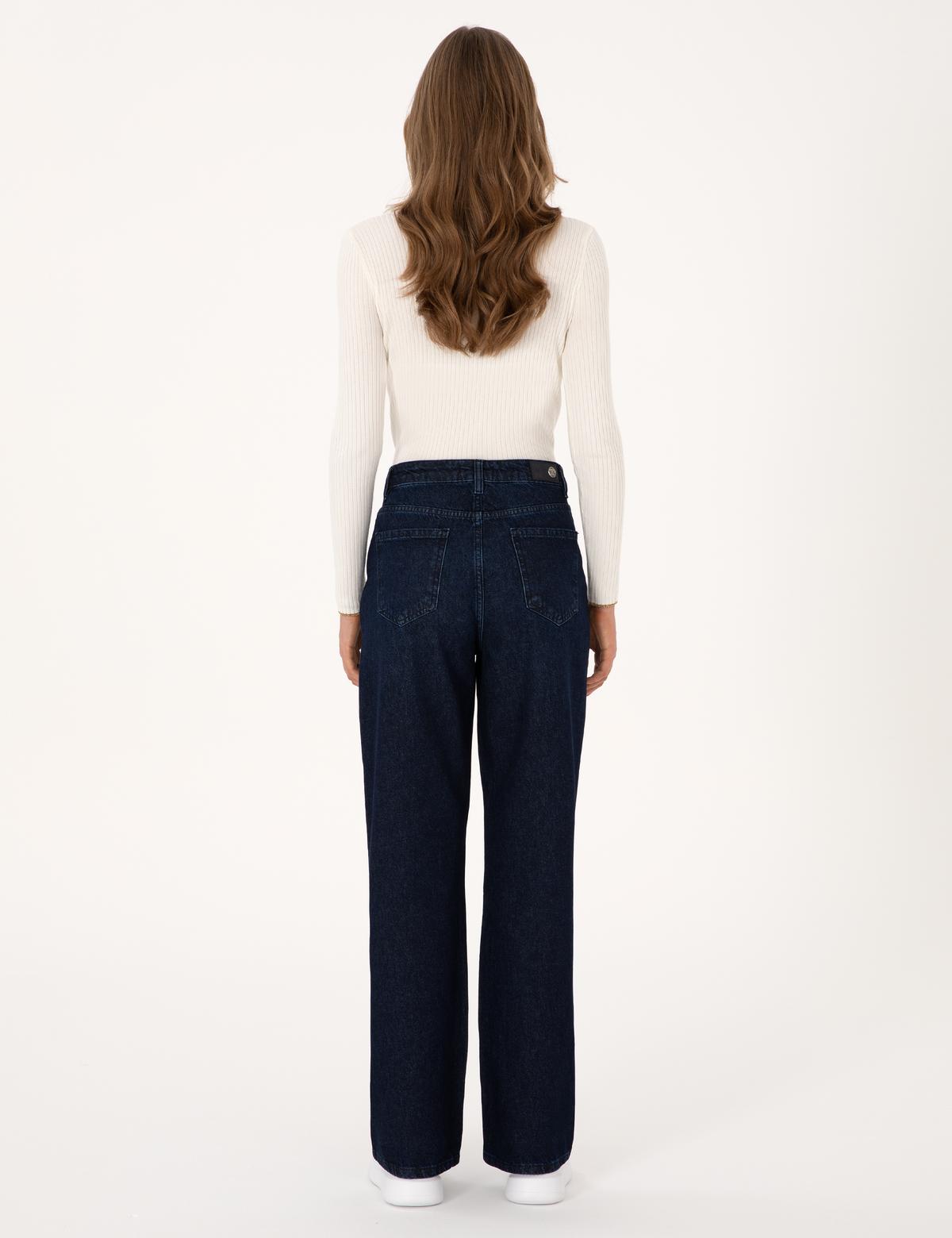 Lacivert Waist Flare Fit Jean Pantolon - 50307819012