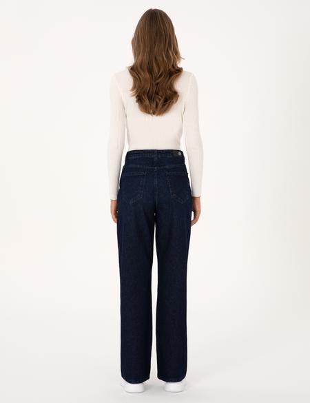 Lacivert Waist Flare Fit Jean Pantolon - 50307819012