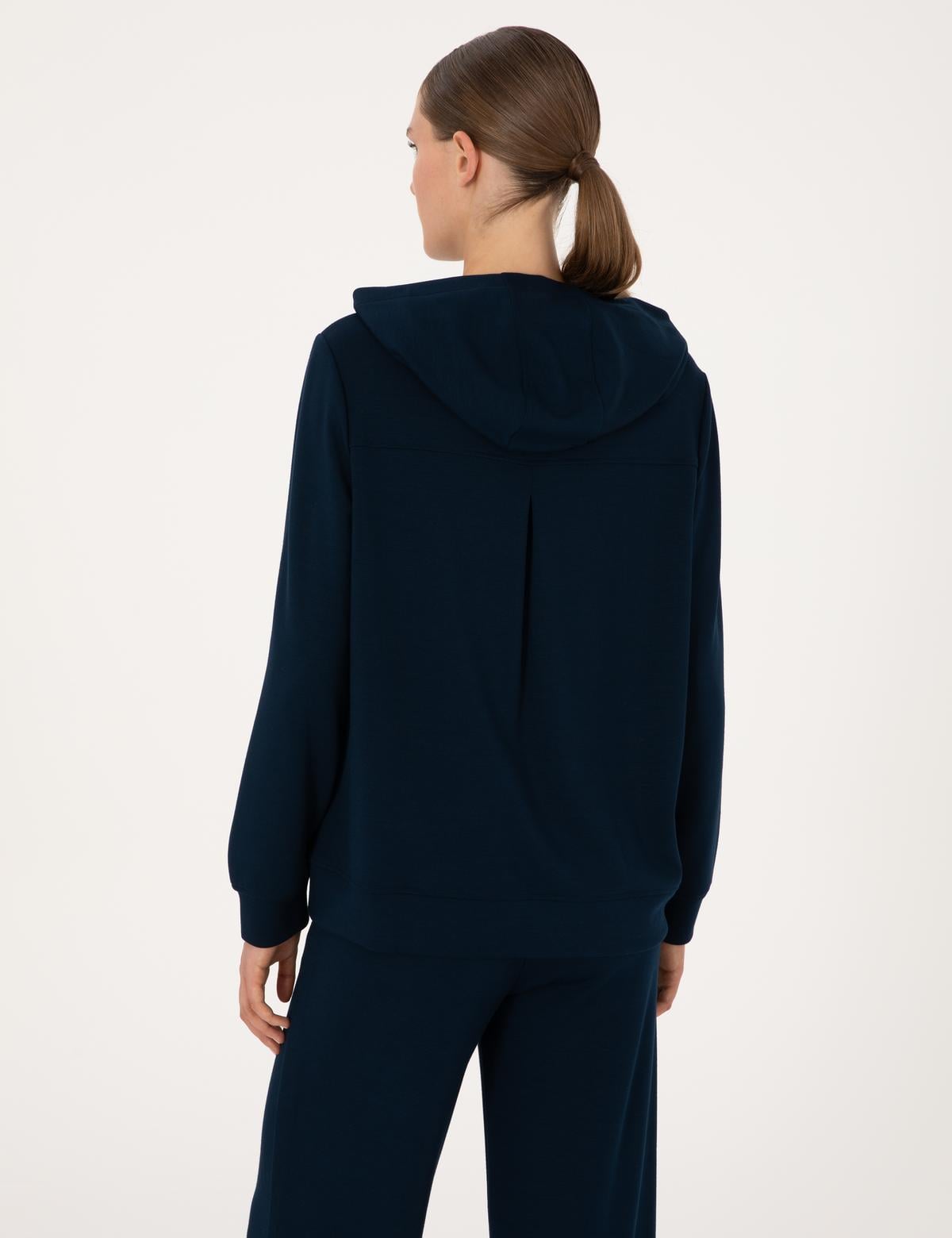Lacivert Oversize Modal Karışımlı Kapüşonlu Sweatshirt - 50314972011
