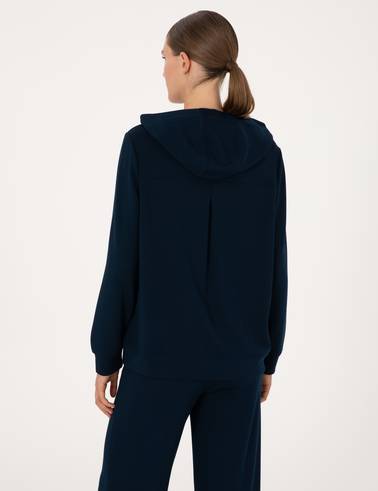 Lacivert Oversize Modal Karışımlı Kapüşonlu Sweatshirt