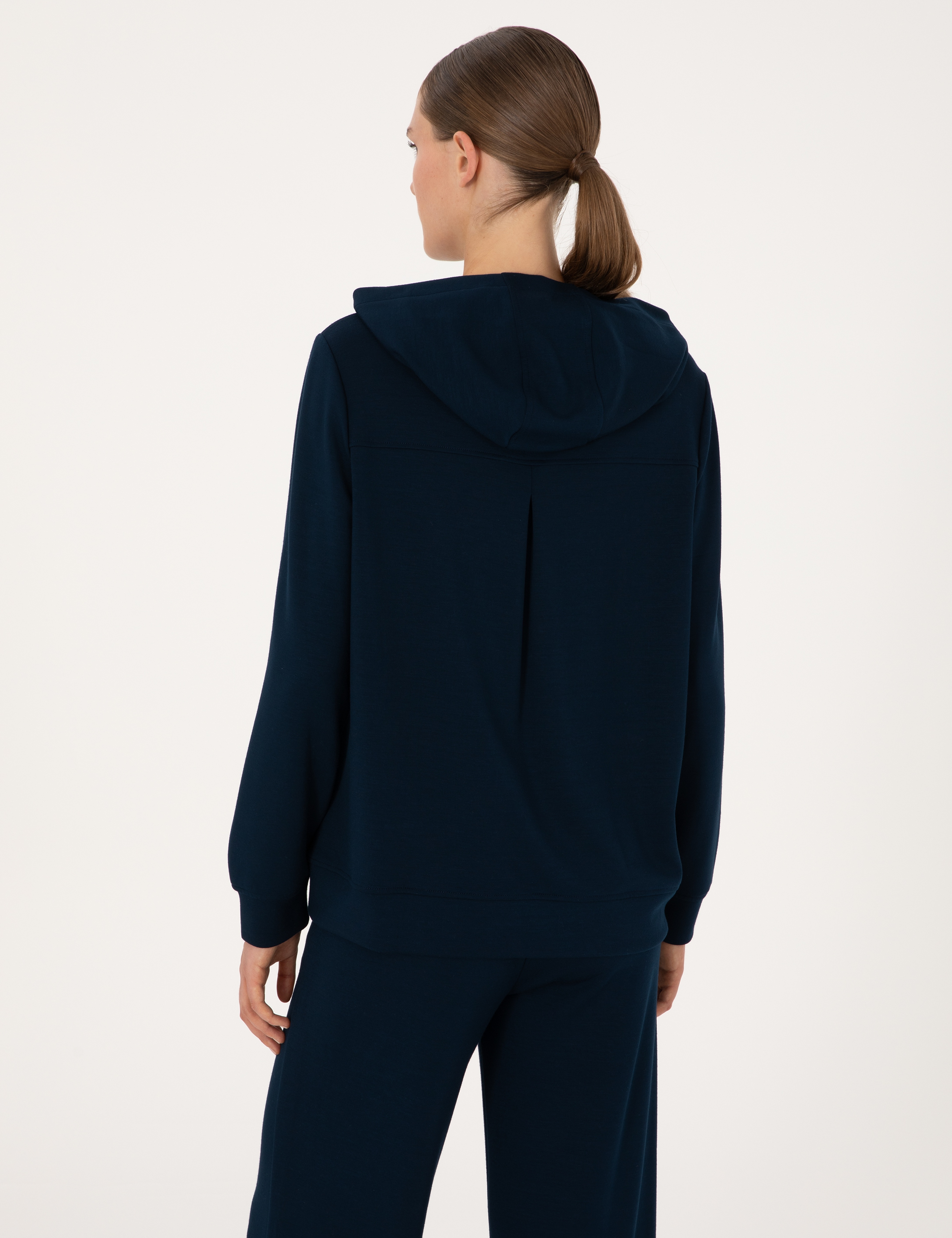 Lacivert Oversize Modal Karışımlı Kapüşonlu Sweatshirt