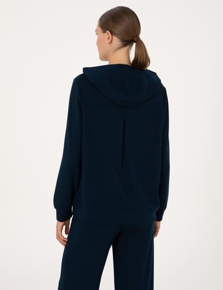 Lacivert Oversize Modal Karışımlı Kapüşonlu Sweatshirt - 50314972011