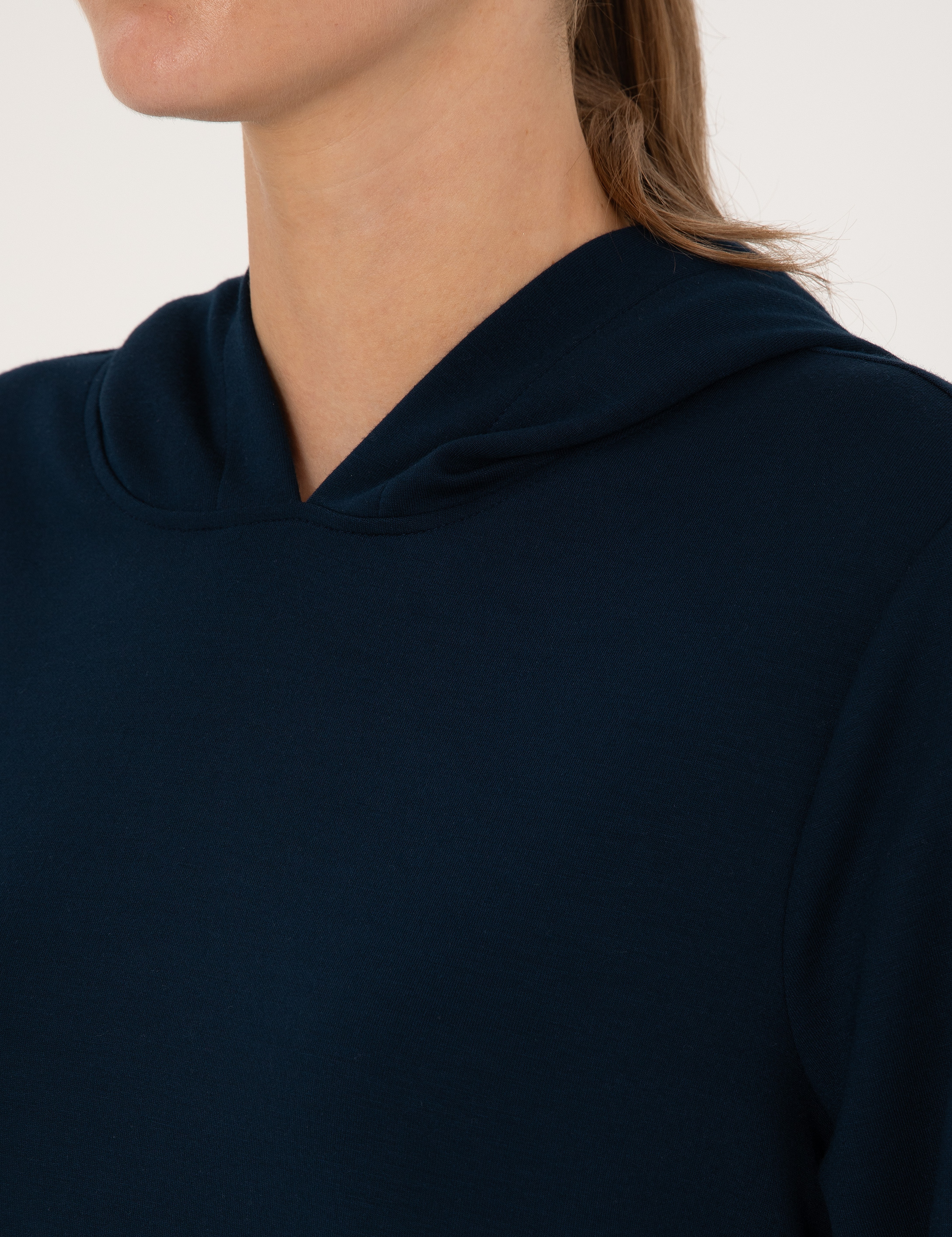 Lacivert Oversize Modal Karışımlı Kapüşonlu Sweatshirt - Image 7
