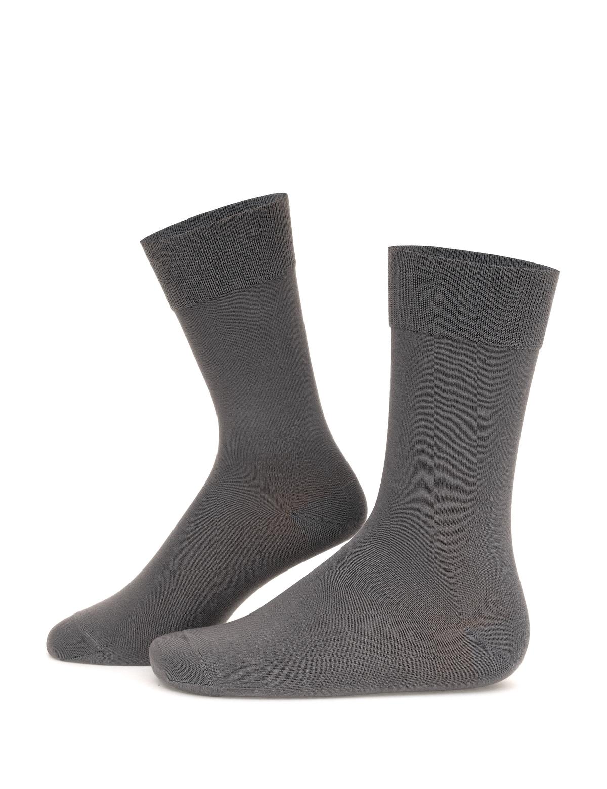 Erkek Bambu Karışımlı 2'li Paket Gri Soket Basic Çorap - 50308478007
