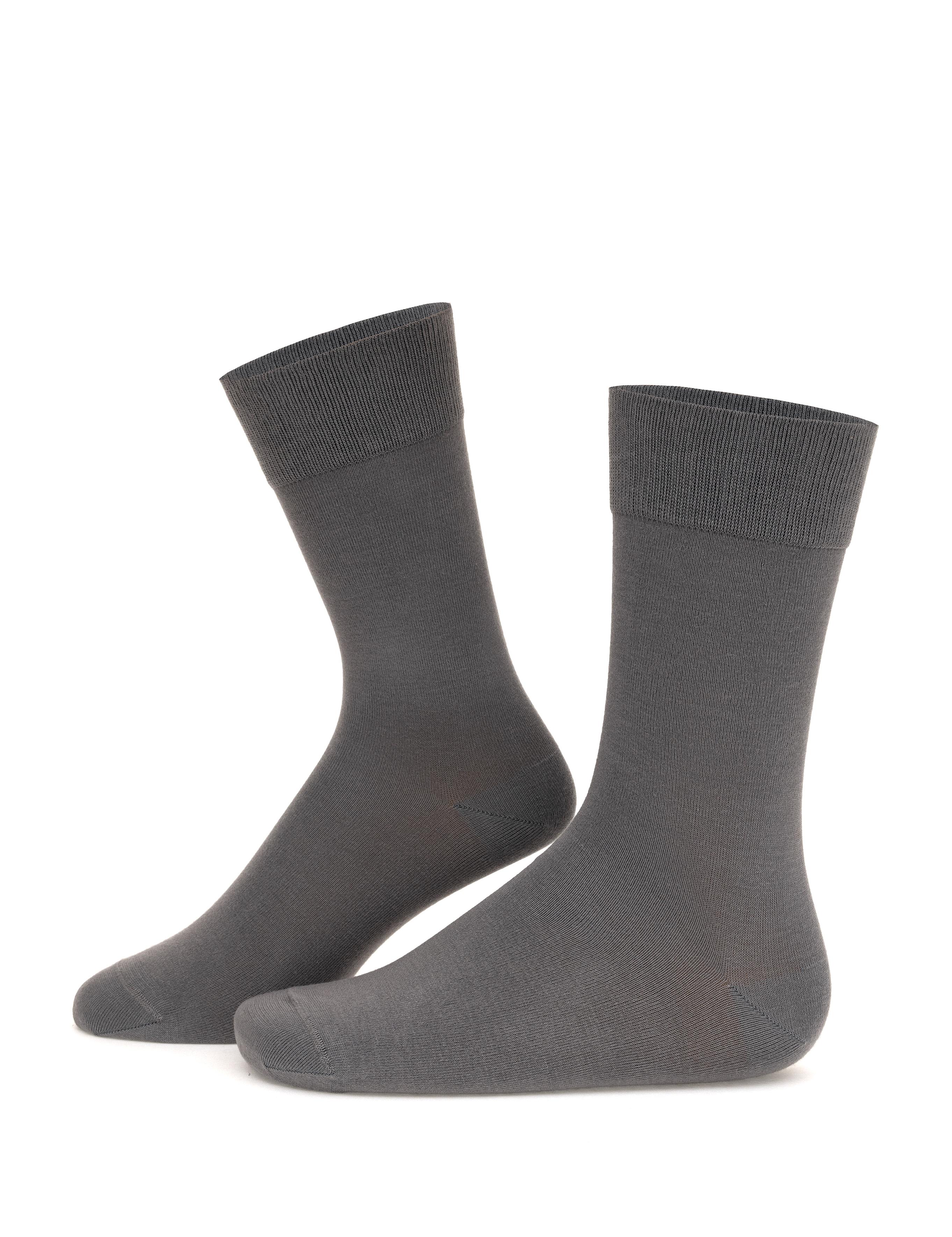 Erkek Bambu Karışımlı 2'li Paket Gri Soket Basic Çorap