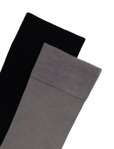 Erkek Bambu Karışımlı 2'li Paket Gri Soket Basic Çorap