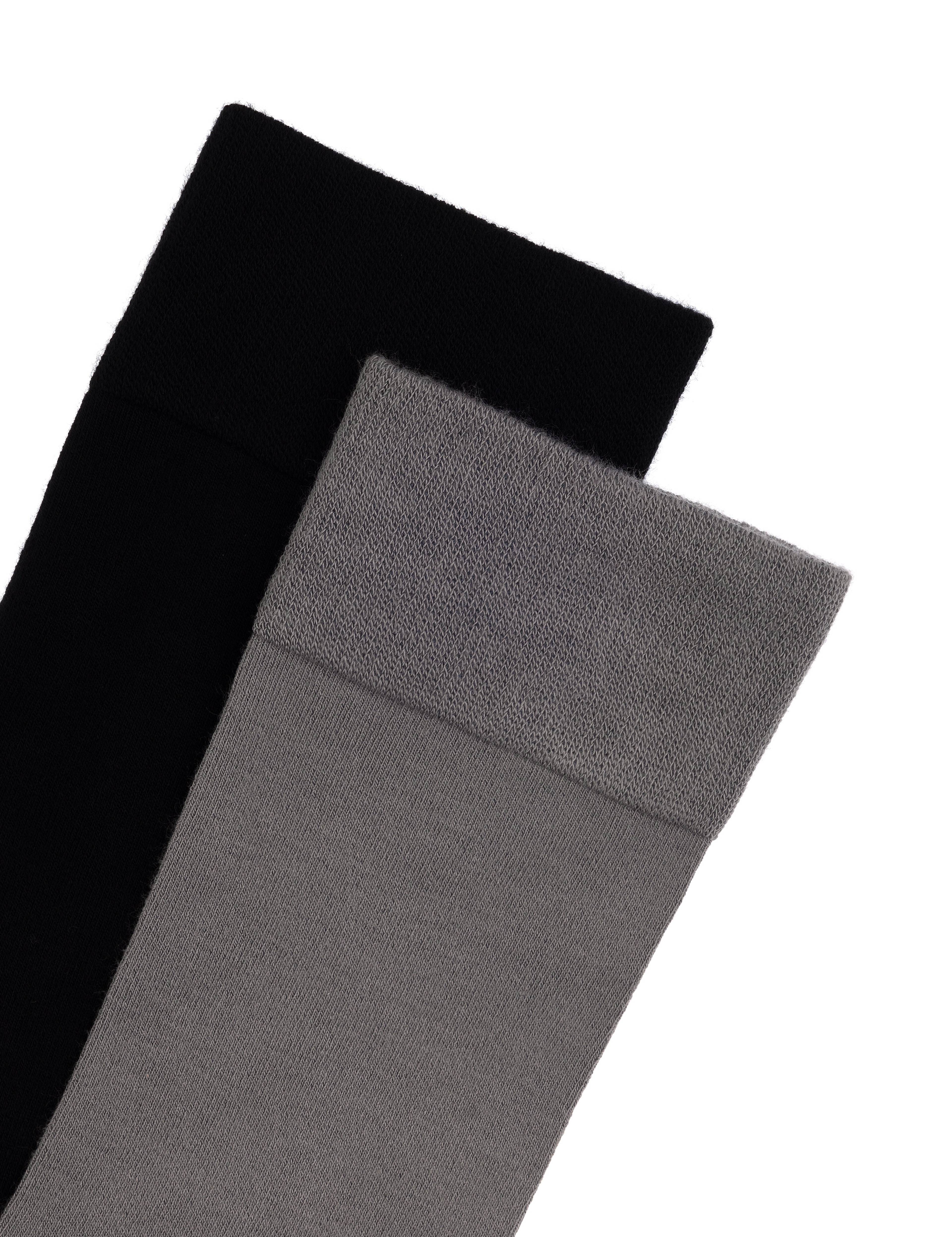 Erkek Bambu Karışımlı 2'li Paket Gri Soket Basic Çorap - Image 2