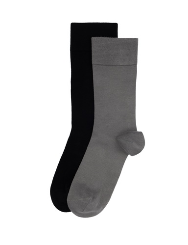 Erkek Bambu Karışımlı 2'li Paket Gri Soket Basic Çorap