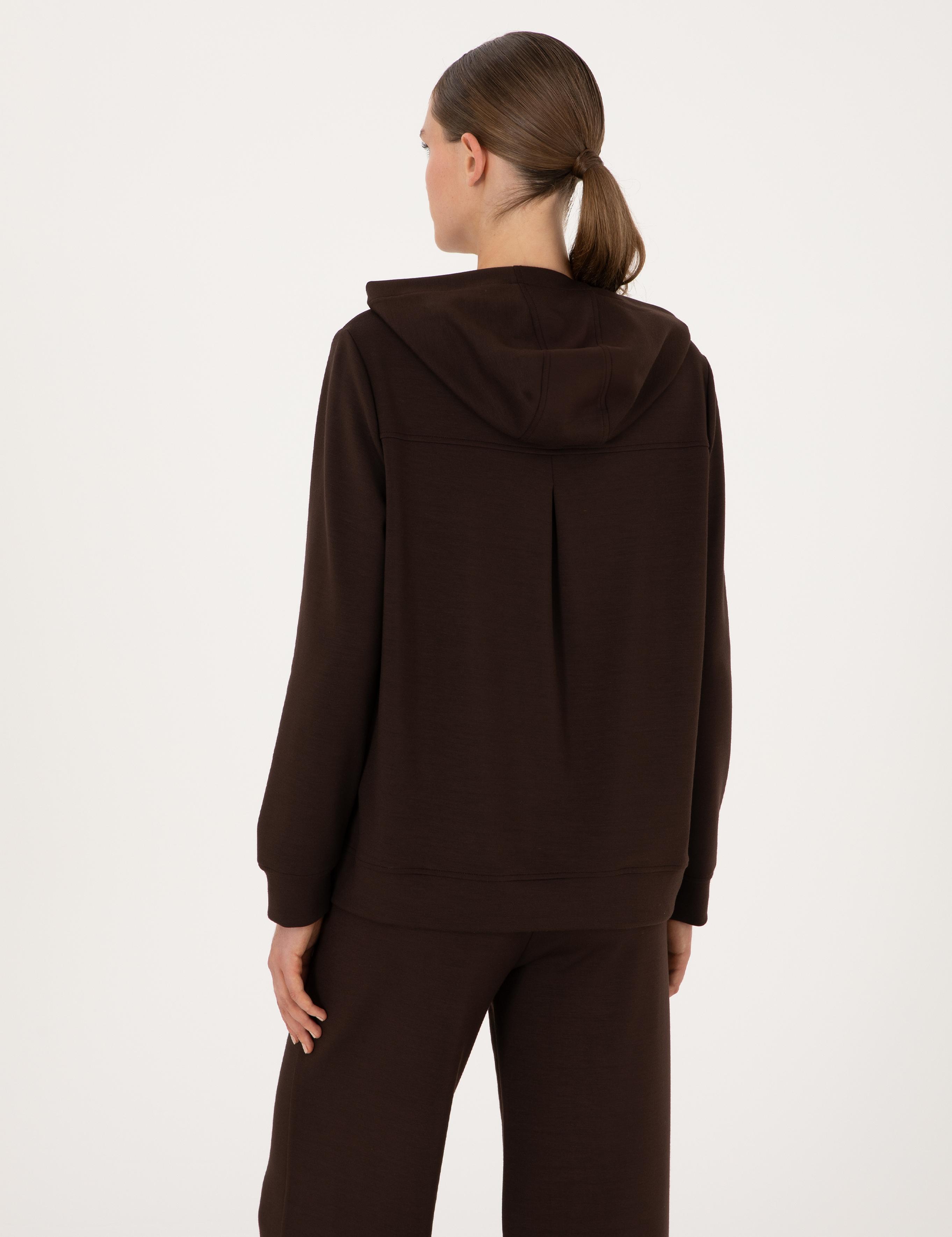 Kahverengi Oversize Modal Karışımlı Kapüşonlu Sweatshirt