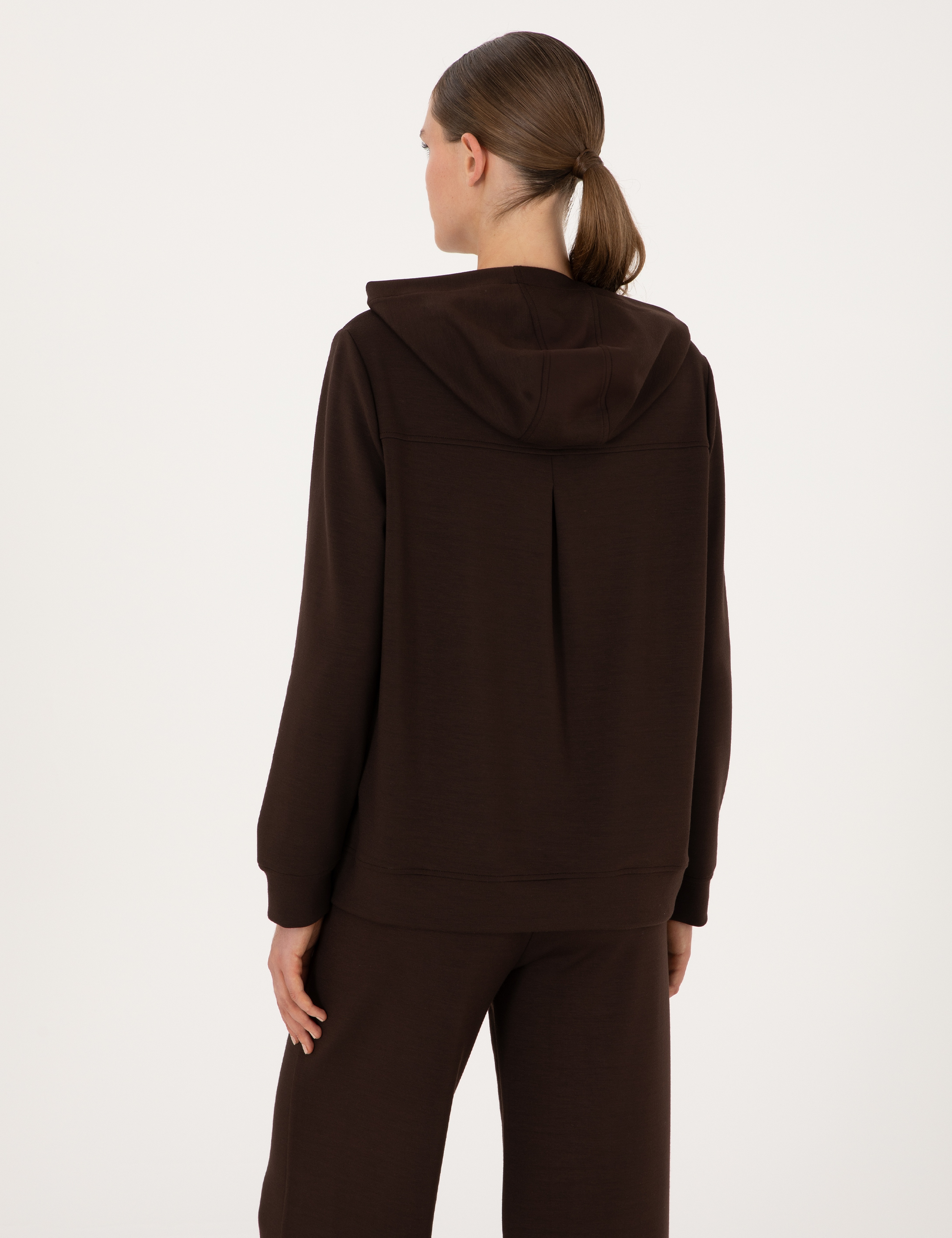 Kahverengi Oversize Modal Karışımlı Kapüşonlu Sweatshirt - Image 5