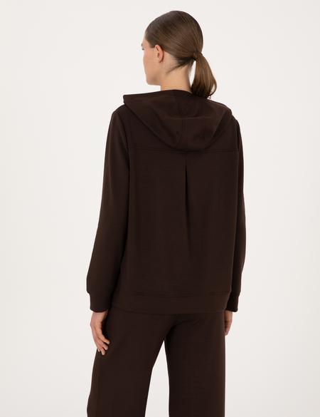 Kahverengi Oversize Modal Karışımlı Kapüşonlu Sweatshirt - 50314972026