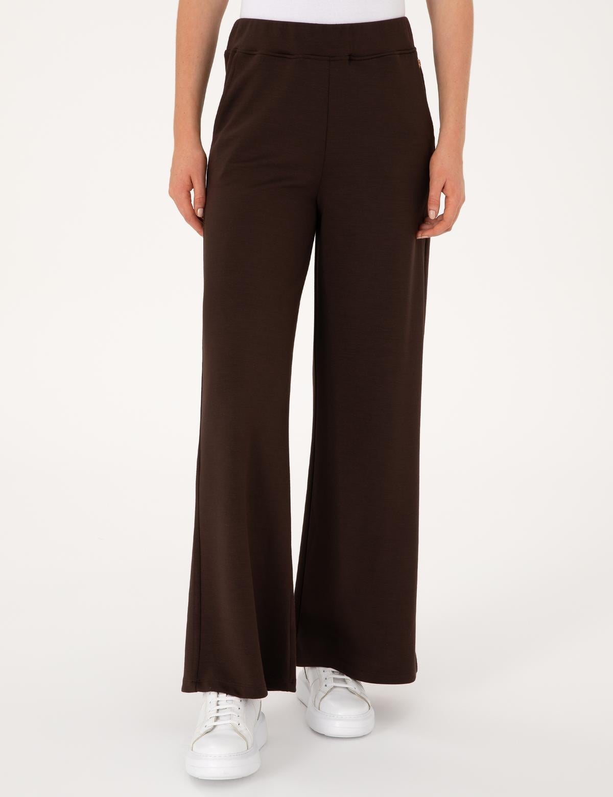 Kahverengi Flare Fit Modal Karışımlı Eşofman Altı - 50314962017