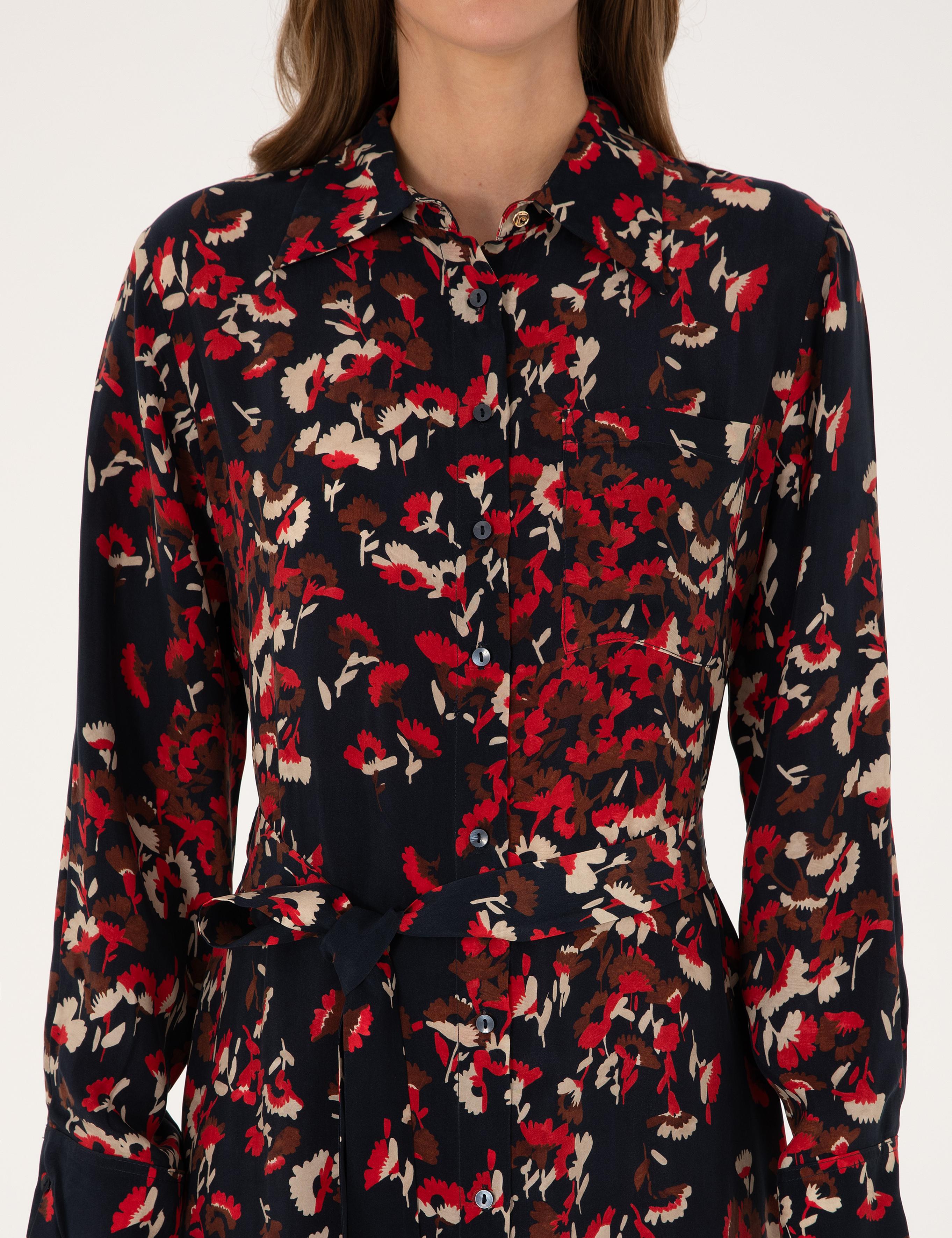 Lacivert Comfort Fit Dokuma Elbise