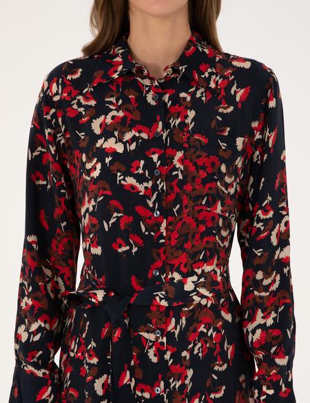 Lacivert Comfort Fit Dokuma Elbise - 50314131003