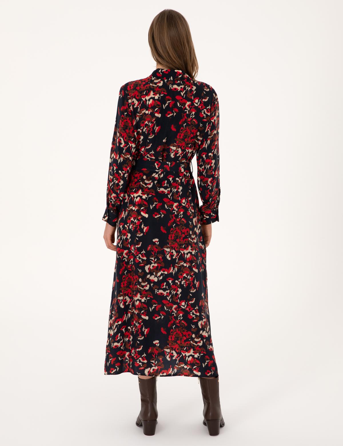 Lacivert Comfort Fit Dokuma Elbise - 50314131003