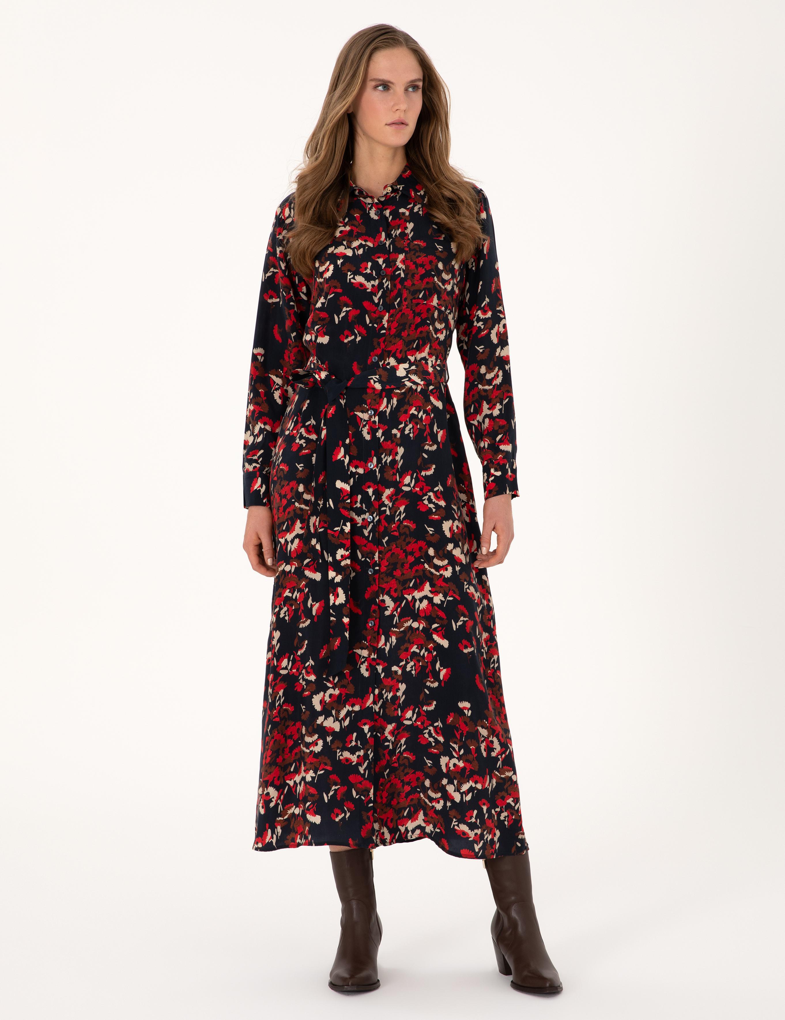 Lacivert Comfort Fit Dokuma Elbise