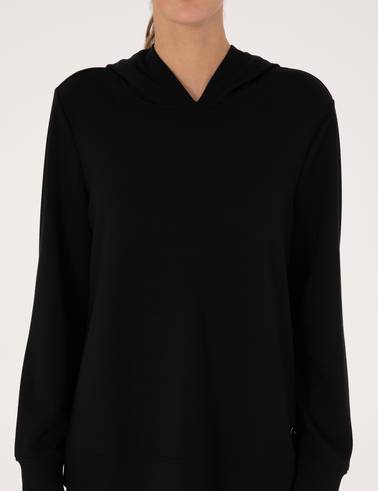 Siyah Oversize Modal Karışımlı Kapüşonlu Sweatshirt