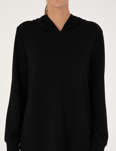 Siyah Oversize Modal Karışımlı Kapüşonlu Sweatshirt - 50314972017