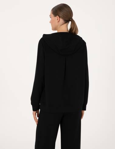 Siyah Oversize Modal Karışımlı Kapüşonlu Sweatshirt