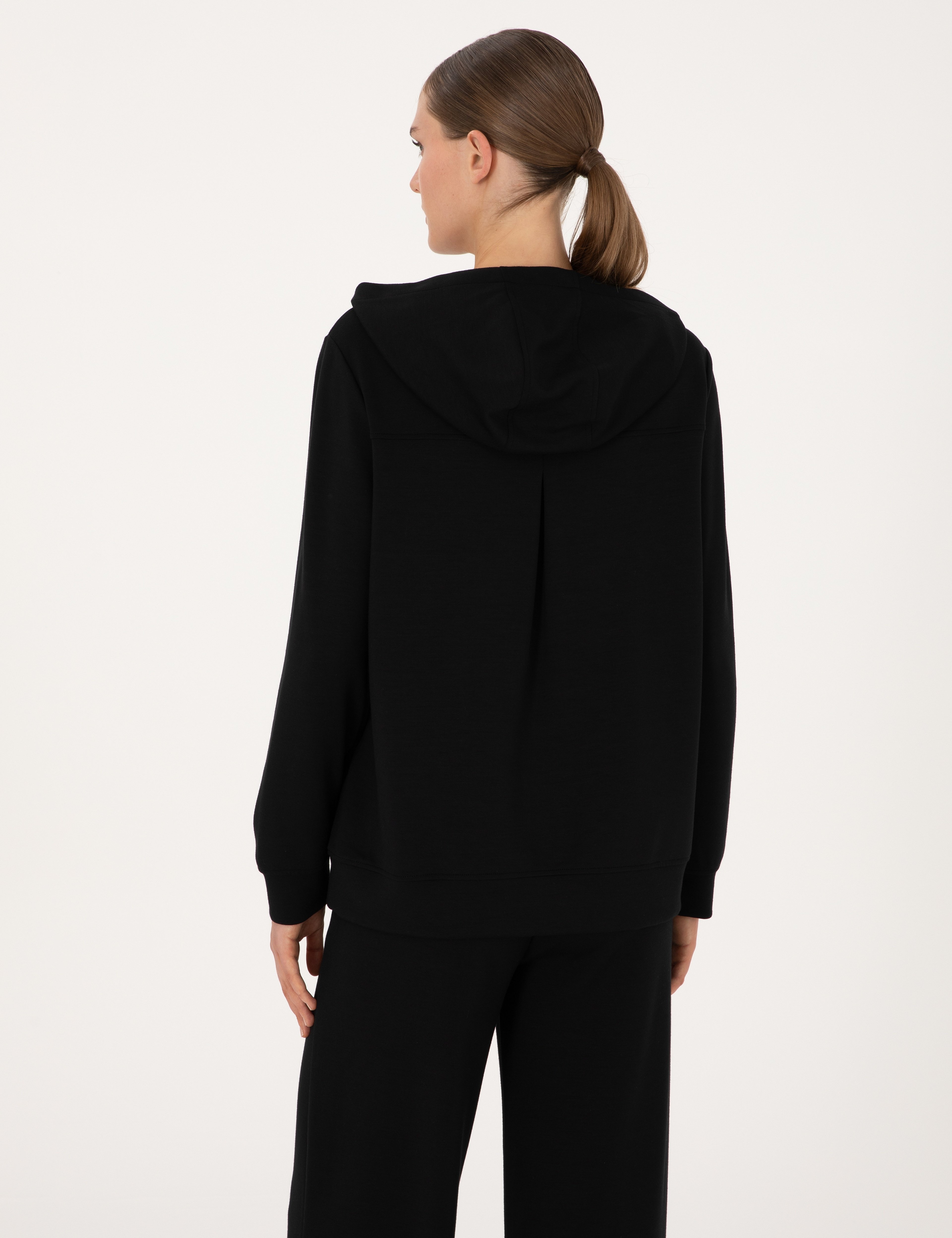 Siyah Oversize Modal Karışımlı Kapüşonlu Sweatshirt