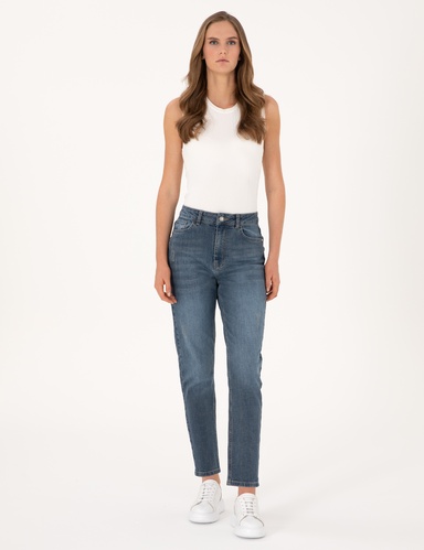 İndigo Mom Fit Jean Pantolon
