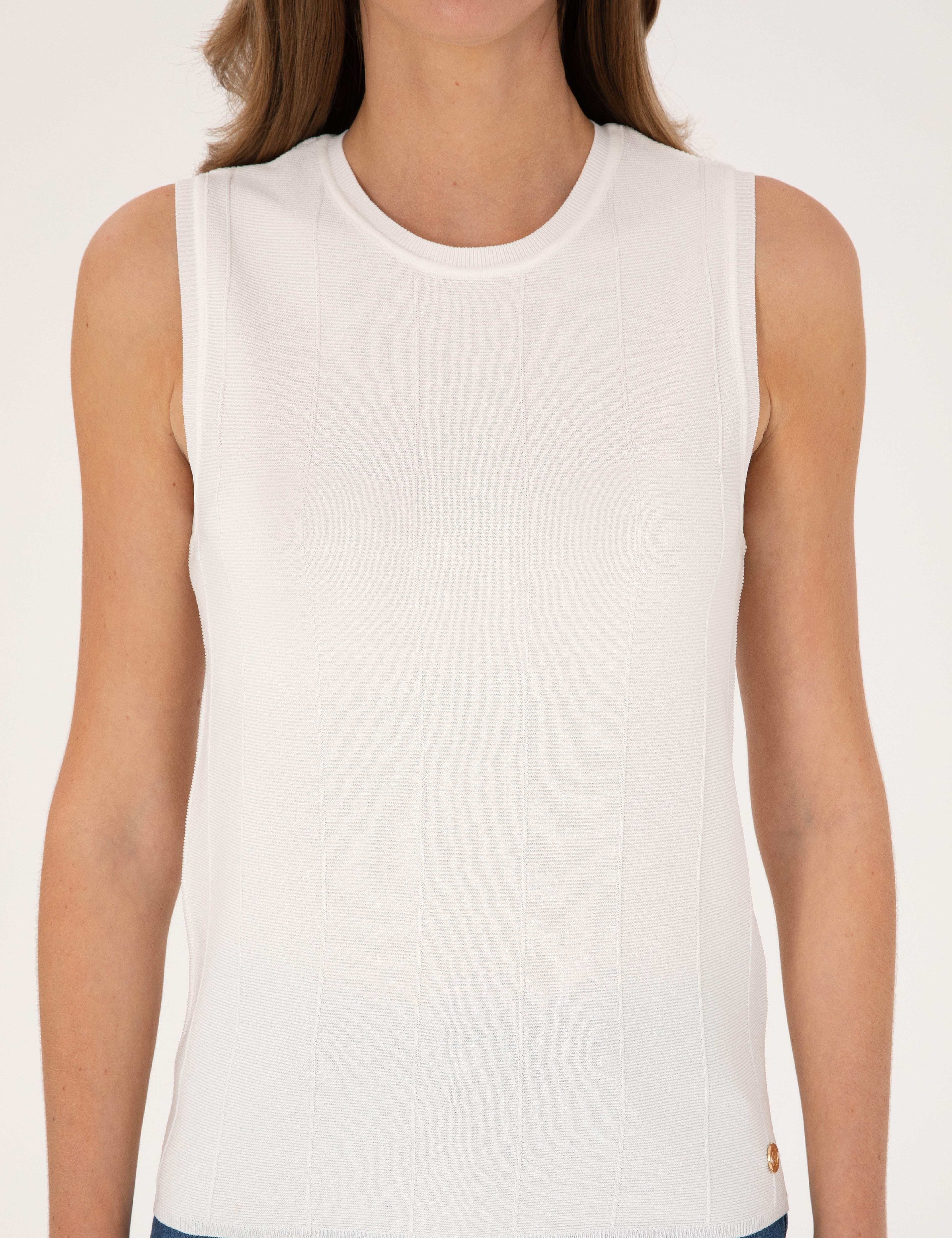 Beyaz Slim Fit Kazak