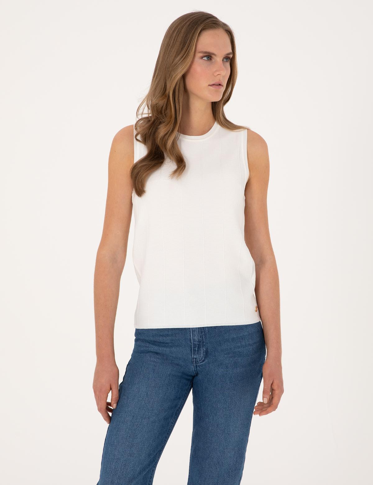 Beyaz Slim Fit Kazak - 50310969017