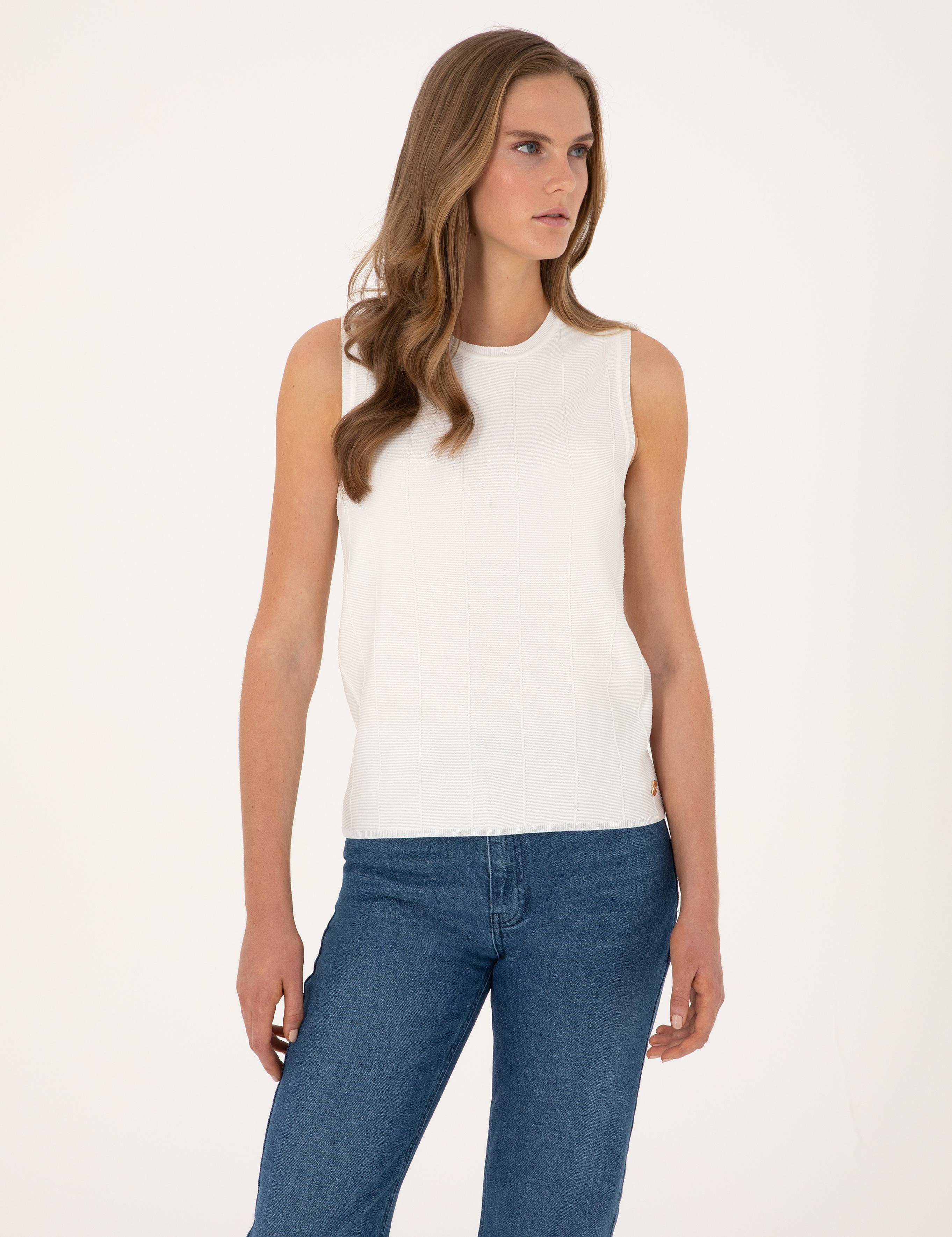 Beyaz Slim Fit Kazak