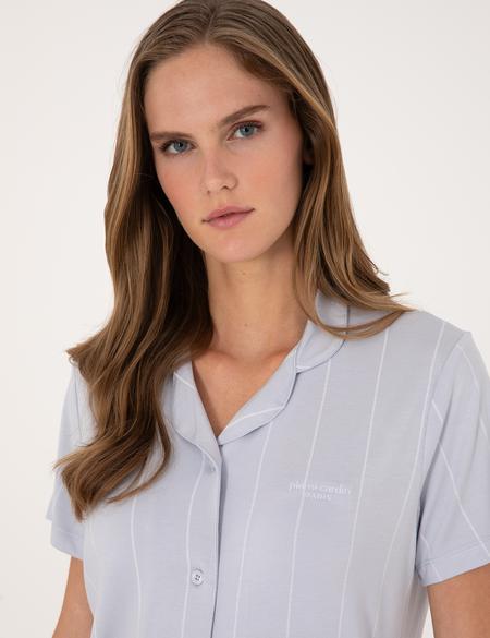 Mavi Kısakollu Gömlek Pijama Takımı - 50319048003