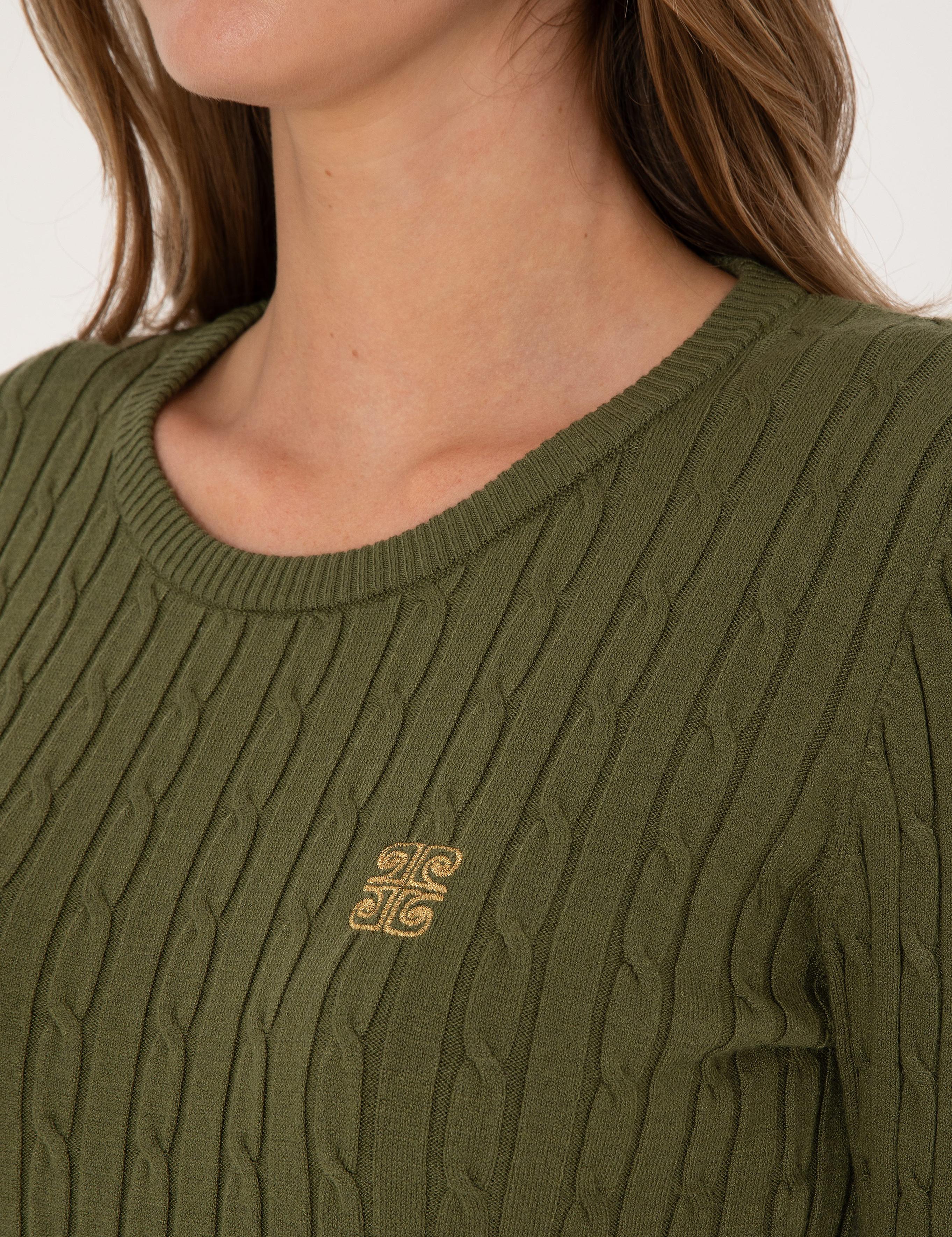 Haki Slim Fit Bisiklet Yaka Basic Kazak