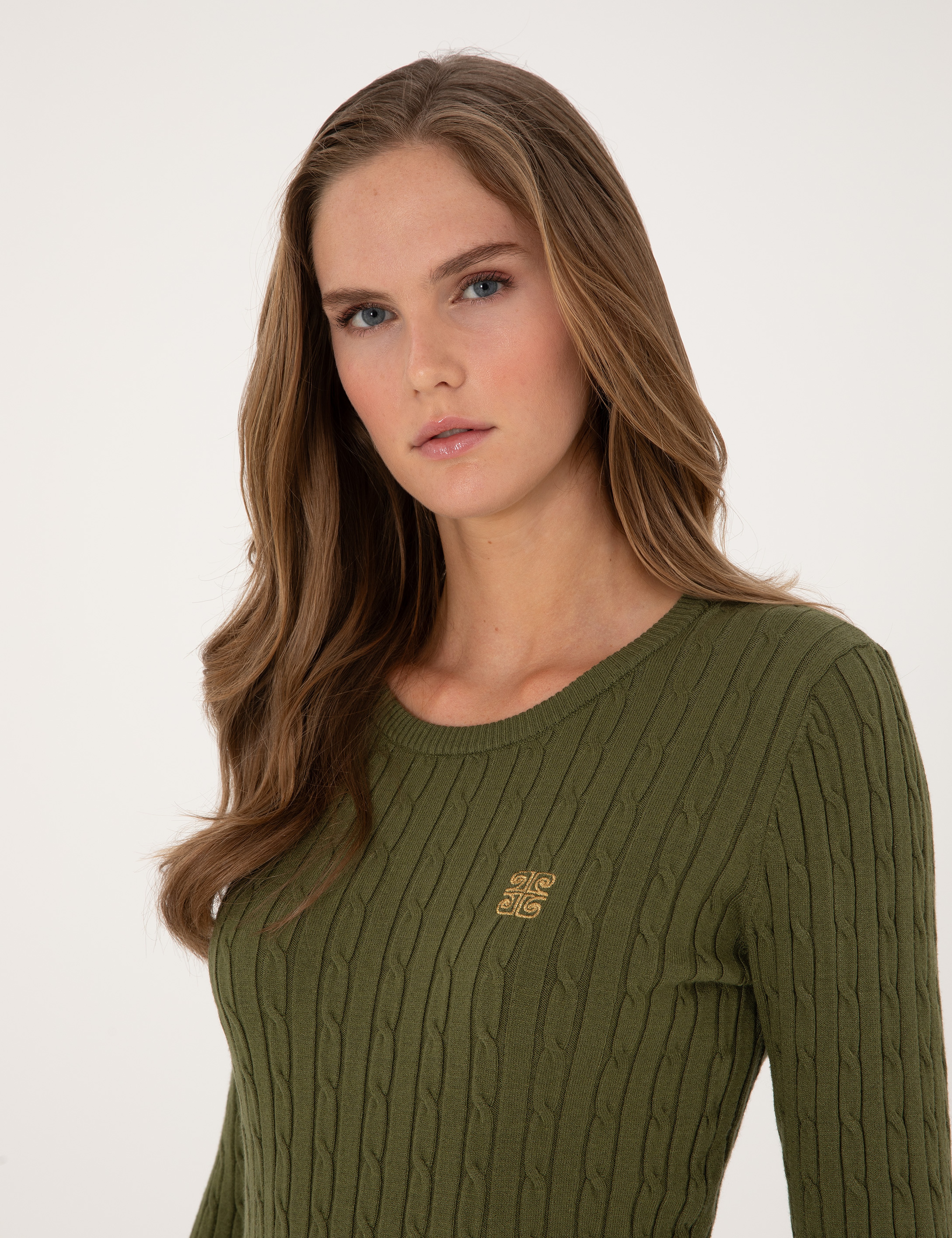 Haki Slim Fit Bisiklet Yaka Basic Kazak - Image 2