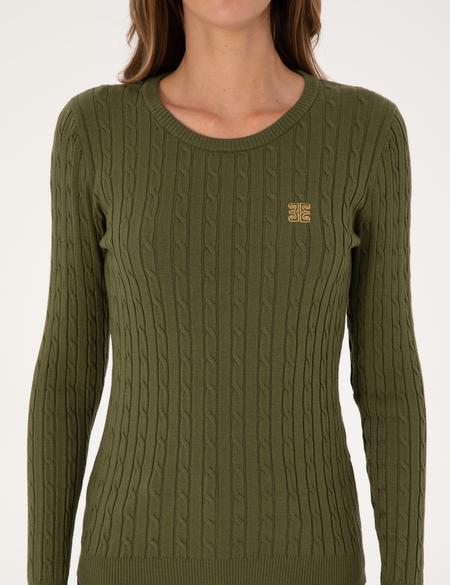 Haki Slim Fit Bisiklet Yaka Basic Kazak - 50317072010