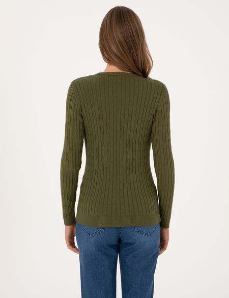 Haki Slim Fit Bisiklet Yaka Basic Kazak - 50317072010