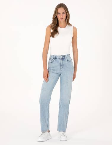 Açık Mavi Straight Fit Jean Pantolon