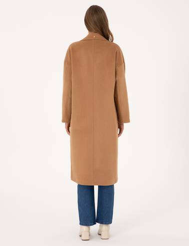 Camel Comfort Fit Yün Karışımlı Kaşe Kaban