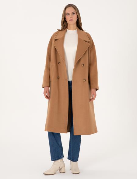 Camel Comfort Fit Kaşe Kaban - 50308955003