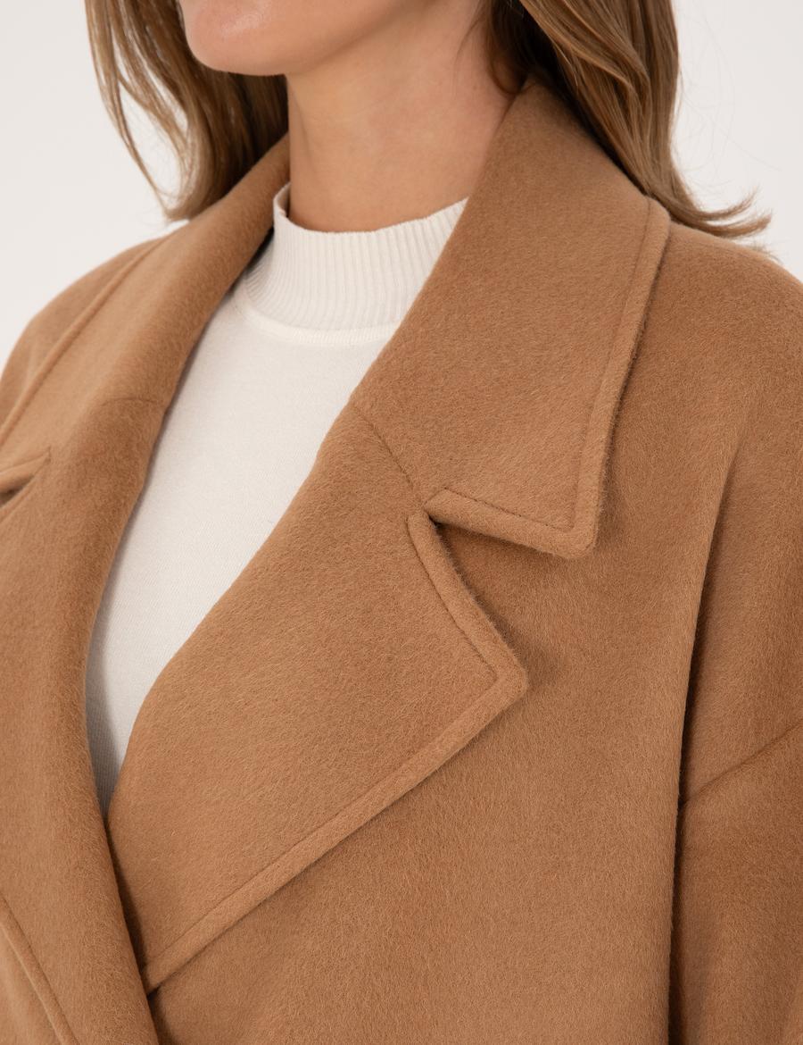 Camel Comfort Fit Kaşe Kaban