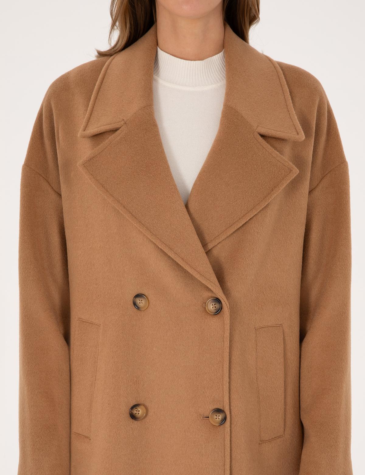 Camel Comfort Fit Kaşe Kaban - 50308955003