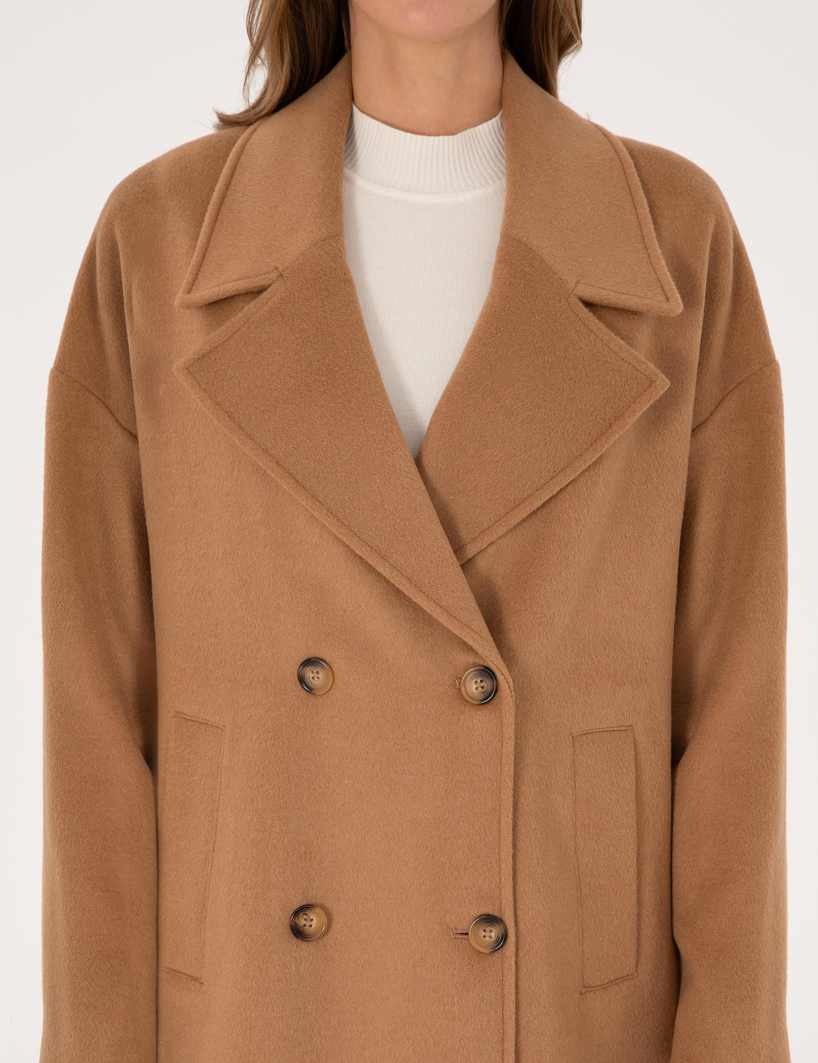 Camel Comfort Fit Kaşe Kaban