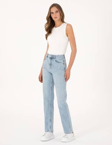Açık Mavi Straight Fit Jean Pantolon
